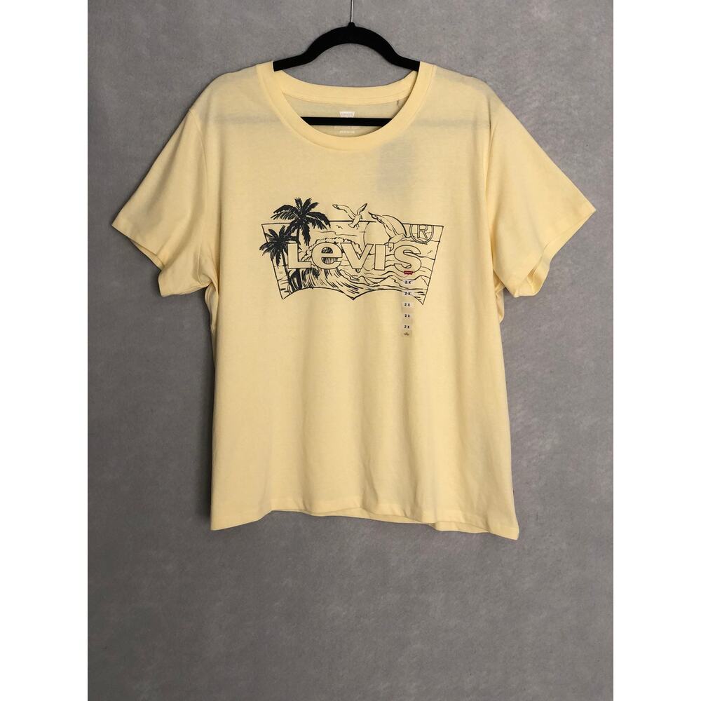 Levi's Crew Neck T-Shirt Short Sleeve Yellow Women's 2X NEW